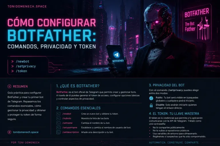 Cómo configurar BotFather: comandos, privacidad y token